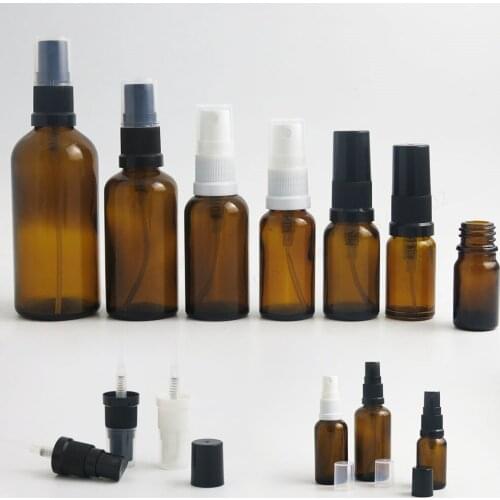200 x 100ml 50ml 1oz 20ml 15ml 10ml 5ml Amber Essential Oil Bottle With Mist Sprayer Amber Glass Perfume Fragrance Bottles