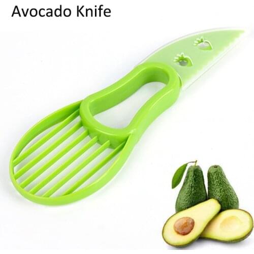 3 In 1 Avocado Slicer Shea Corer Butter Fruit Knife Peeler Cutter Pulp Separator Plastic Kitchen Vegetable Tools Kitchen Gadgets