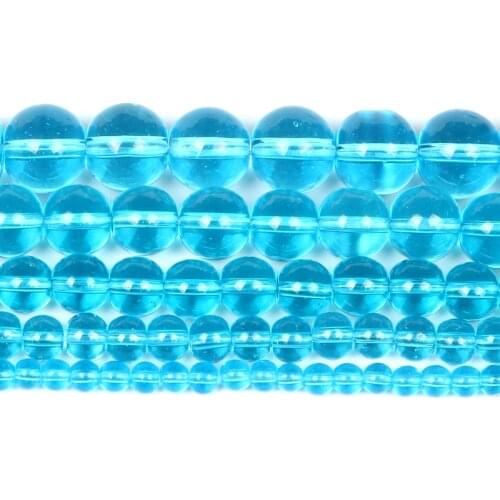 4-12mm Natural Stone Bead Round Smooth Loose Lake Blue Glass Stone Beads For Jewelry Making DIY Charm Bracelet Necklace Handmade