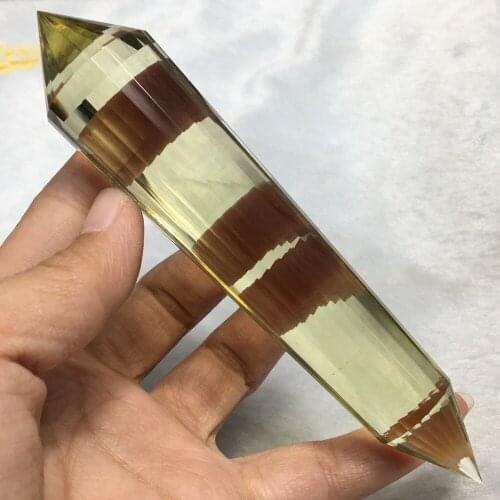 95g 24 sided VOGEL Style Natural citrine QUARTZ CRYSTAL DT wand POINT