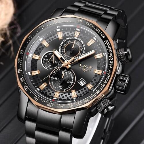 New LIGE Fashion Mens Watches Top Luxury Brand Business Quartz Watch Men Sports Waterproof Big Dial Male Watch Relogio Masculin
