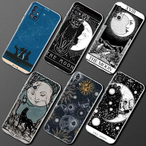 Clear Phone Case For Samsung Galaxy A51 5G A71 A21s A31 A12 A52 A41 A91 A11 A32 A72 Shockproof Soft Cover Witches Moon Tarot Cas