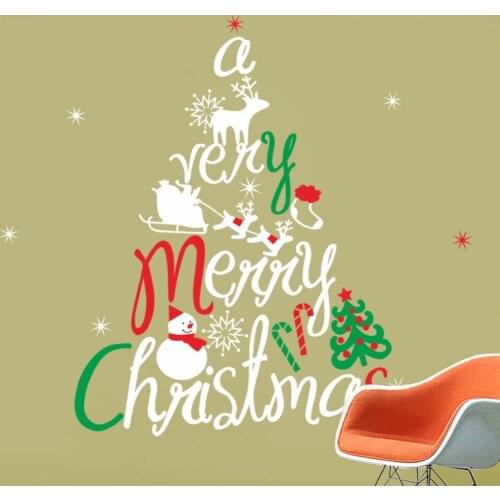 DIY Wall Sticker "Merry Christmas" Vinyl Wall Decals Removable Stickers Mural for Living Room Bedroom Home Christmas Decor