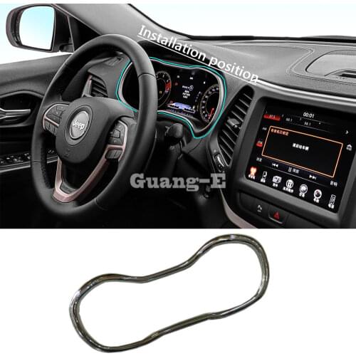 For Jeep Cherokee 2014 2015 2016 2017 Car ABS Chrome Garnish Detector Dashboard Meter Instrument Panel Gauge Frame Moulding 1pcs