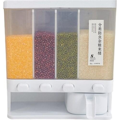 D08D 8L Rice Dispenser Storage ​Bucket Cereal Grain Sealed Container Moisture Proof