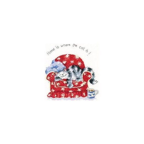 Egyptian cotton T188 cartoon [cat on sofa] simple cute precise printed cross stitch set