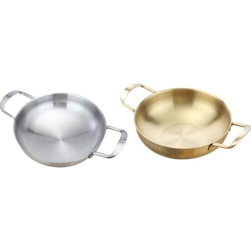 Stainless Steel Paella Pan Gratin Pan Soup Stock Pot Cookware Hollow handle Pan 18cm 20cm 22cm