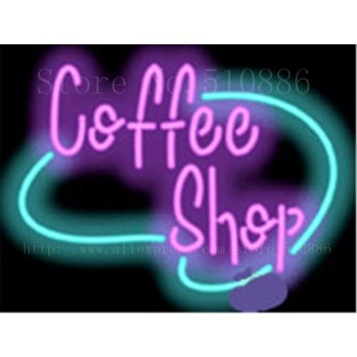 Coffee Shop Neon sign Real Glass Tube Bulbs Light Bar Beer Club Custom Neon signs Store Decoration Demor Signboard 17"x14"