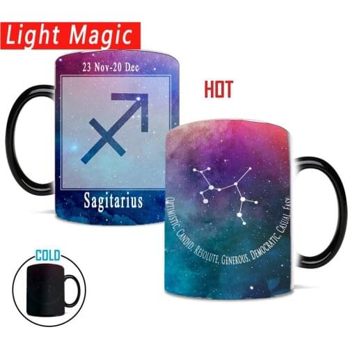 Sagittarius Creative Gift Cup Twelve Constellation Change Color Cup Water Transfer Coffee Mug Fashion Magic Ceramic Mug