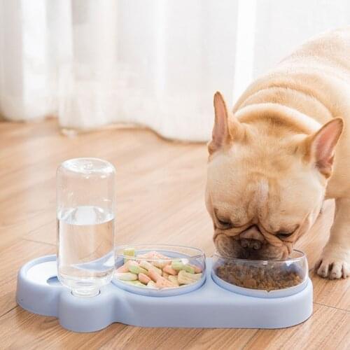 Pet Bowl Dog Double Bowls Automatic Water Container Food Dispenser Cat Feeder Food Bowls Drinking Raised Stand Dish for Cat Dog