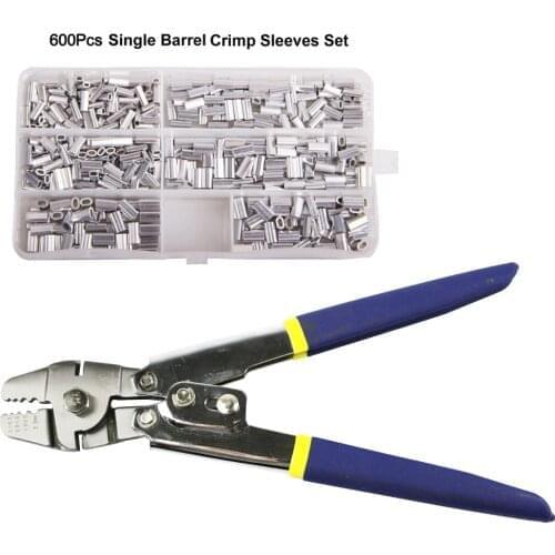 Multifunctional Fishing Plier Scissor And 600Pcs Crimp Sleeves Connector Kit 26cm Fishing Line Plier Fishing Accessories