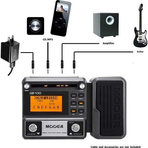MOOER GE100 Guitar Effect Pedal Multi-Effects Processors Electric Guitar Pedal Metronome 180s Loop Recording US Plug