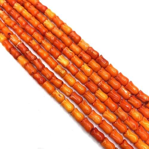 Natural Stone Artificial Coral Bead Yellow Tulip Shape Spacer Bead Jewelry DIY Making Bracelet Necklace Accessories Wholesale