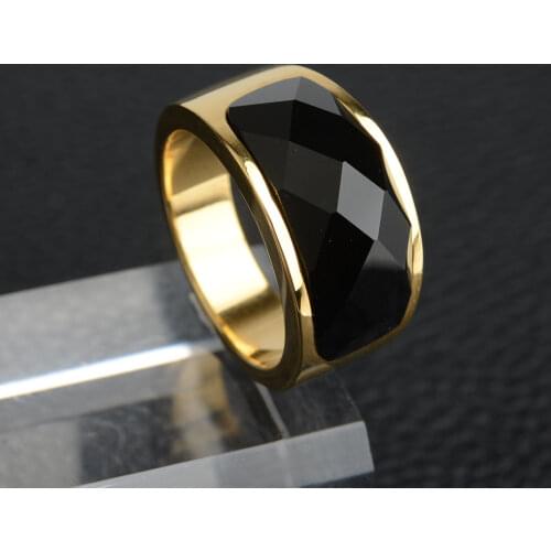 Not fade Stainless Steel Signet Biker Rings For Man Occult Cut Black Stone Unisex Jewelry перстни с камнями