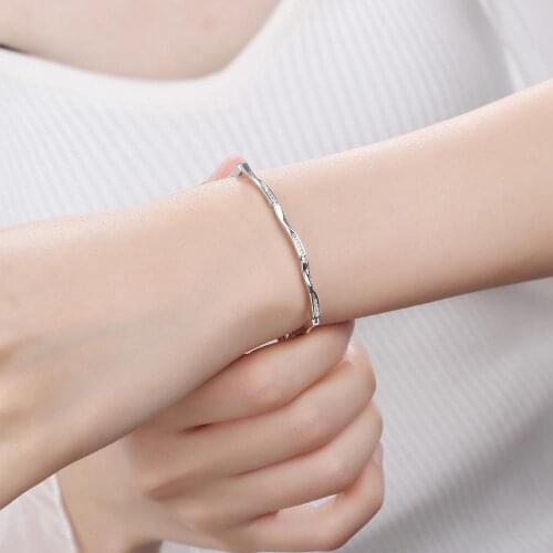 2020 New Fashion Zircon Bracelets For Women Jewelry Pure 925 Silver Bracelet Girl Birthday Party Accessories Female Silver Bijou