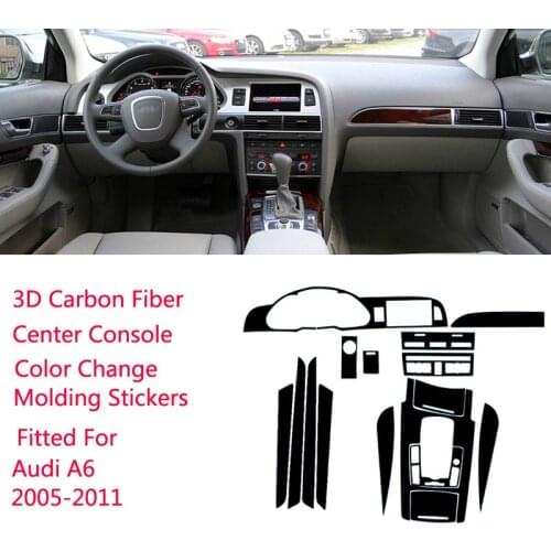 New 3D Carbon Fiber Car Interior Center Console Color Change Molding Sticker Decals For Audi A6 2005-2011