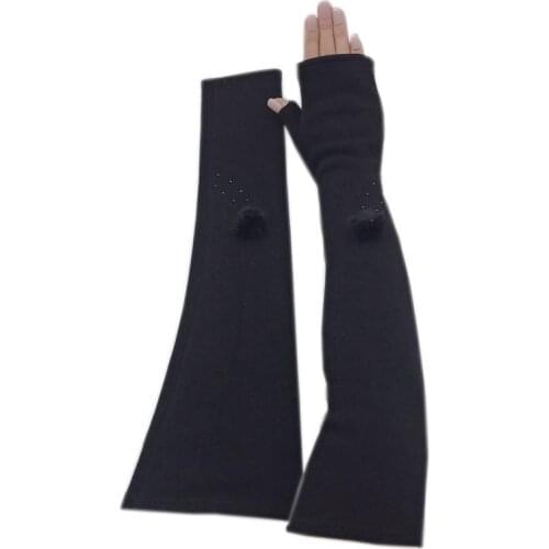 Half-finger gloves winter ladies long gloves fashion new 46cm super soft thick autumn and winter season black gray beige white r