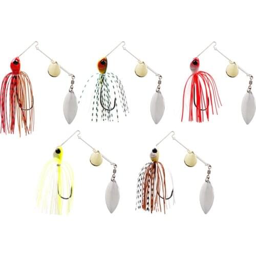 10 Colors Metal Double Spinner Spoon Fishing Lures 12g 18g Artificial Bait With Feather Treble Hook Trout Pike Bass Tackle