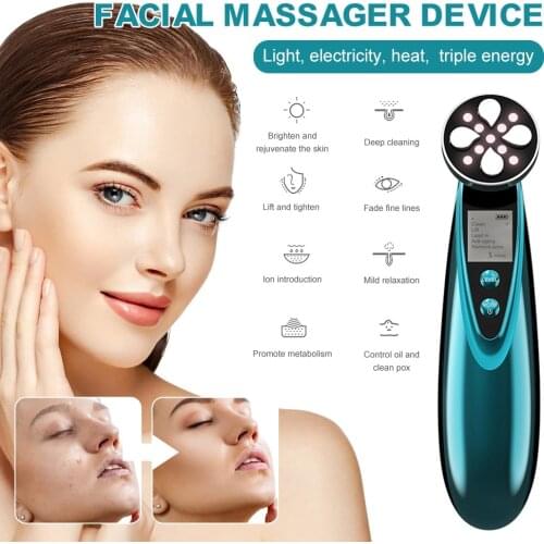 RF Facial Massager EMS Color Light Iontophoresis Instrument Home Cleansing Instrument Ultrasonic Vibration Frequency เครื่องนวด