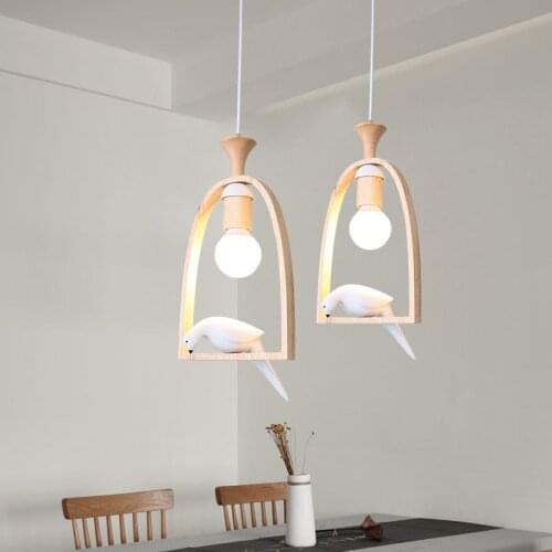 Nordic wooden chandelier Creative bird lamp Warm bubble lamp Romantic Restaurant Living Room lamp suspension