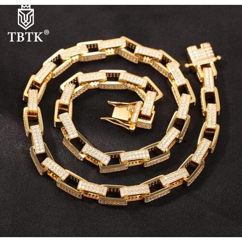 TBTK Hiphop 7/8mm Miami Luxury Full Micro Paved Cubic Zirconia Chain Necklace Fashion Cuban Rapper Jewelry For Men