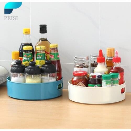 PEISI Rotating Frame Multifunctional Storage Rack Food Storage Container Kitchen Seasoning Rack Box Home Kitchen Accessories