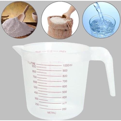 250/500/1000ml High Quality Plastic Measuring Cup Clear Scale Show Transparent Mug +Handle Pour Spout 3sizes Measuring Device