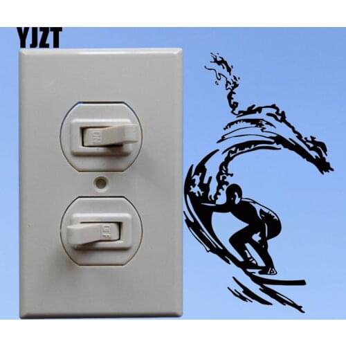 YJZT Wall Sticker Extreme Water Sports Surfing Ocean Beach Wave Switch Decal Cartoon Fashion Vinyl 8SS2235