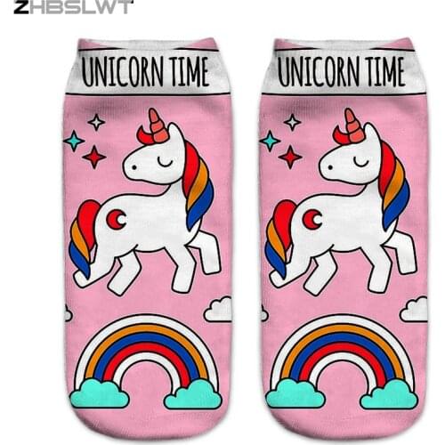 ZHBSLWT New 3D Printed Pusheen Love Women Socks Cute Low Animal Cut Ankle Sock Multiple Cartons Fashion Style