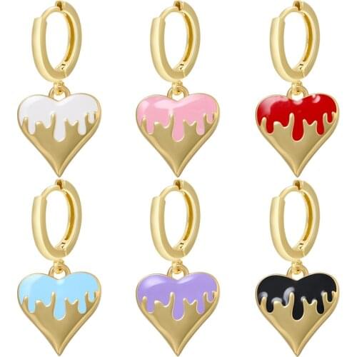 ZHUKOU NEW gold ice cream enamel hoop earrings cute ice cream melting women small hoop earrings fashion jewelry wholesale VE462