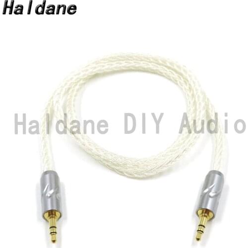 Haldane Pure Silver 3.5MM To 3.5MM AUX Cable Top Graded Audio Upgrade Headphone Mobilephone Wire with Furutech Plug