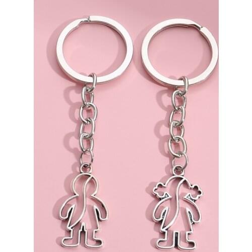 1Set(2pcs) New Jewellery Design Keychain Boy And Girl Key Ring Best Friend Key Chains For Women Men DIY Frienship Lovers Gifts