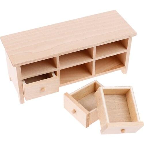 1Pc 1:12 Dollhouse Miniature Furniture Wooden TV Cabinet Display Storage cabinet Dolls House Furniture Toys Accessories