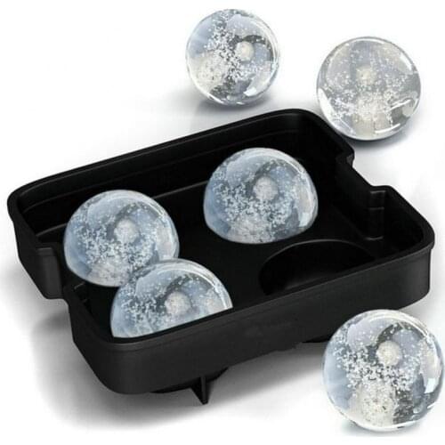 1pc Cocktail Whiskey Ice Ball Maker Tray 4 Large Silicone Ice Molds DIY Round Mould Kitchen Bar Accessories Supplies