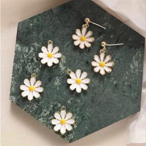 10pcs/lot New Arrival Creative Paint Flower Charms Connectors for Diy Fashion Earrings Alloy Pendant Jewelry Accessories