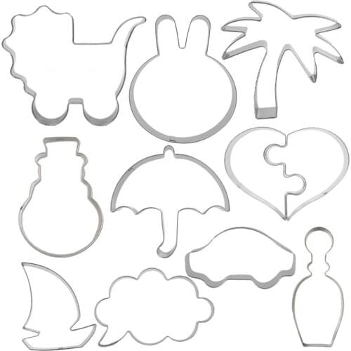 10pcs Stainless Steel Biscuit Mold Cutters Cookie 3D Baby Mould Pendant Kitchen Baking Tools For Birthday Cake Decoration Tools