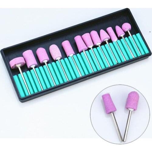 12pcs Quartz Stone Nail Drill Bits Electric Machine 3/32 Grinding Sanding Head Replacement nail art Manicure Tools
