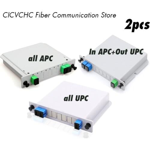 2 pcs 1x2 PLC Fiber Splitter, Mini Plug-in Type, Single Mode, with SC Connector/Cassette Card Inserting