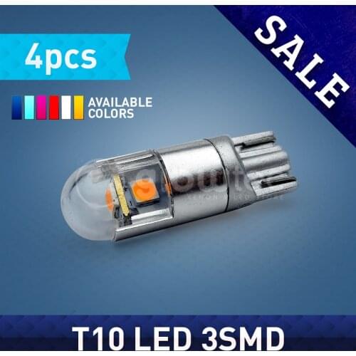 4PCS T10 3SMD 3030 3W Light Lamp 12V White RED Blue Yellow ICE Blue Purple GLOWTEC