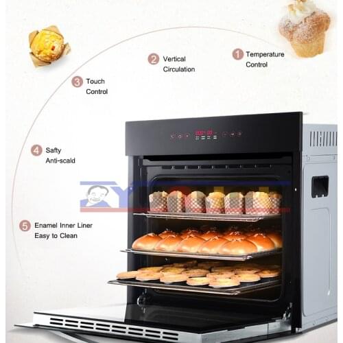 60L Built-In Electric Oven Kitchen Multifunction Pizza Cake Baking Oven Large Capacity & Smart Touching Screen Oven