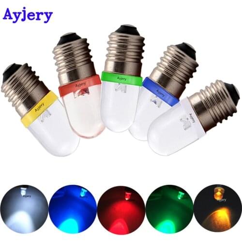 AYJERY Top Quality 5pcs/lot Low Power Consumption E10 LED Screw Base Indicator Bulb Cold White Blue Red 6V/12V DC Light Bulb
