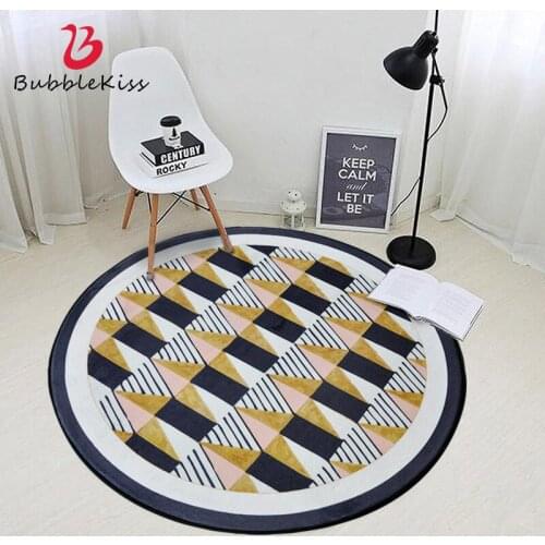 Bubble Kiss Nordic Round Carpet Fashion Bedroom Decor Rug Geometric Pattern Carpet For Living Room Rug Non-Slip Bedside Area Rug