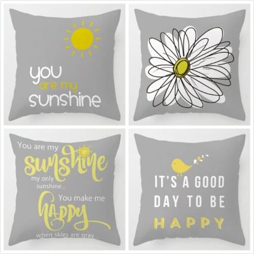 Nordic Cushion Cover Daisy With Gray And Yellow Pillow Case Cushion Case Home Sofa Decorative Pillowcase 45*45cm kussensloop