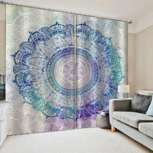 Boho Floral Living Room Curtains Bohemian Curtain for Bedroom Ethnic Mandala Flowers Window Treatment Drapes