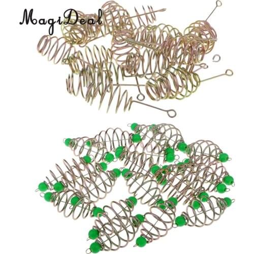 40pcs Spring Feeders Coil Inline Feeders Baits Cage Carp Fishing Tackle