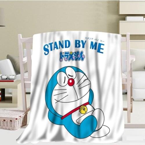 Custom Doraemon Travel Blanket Home TV Casual Relax for Family Soft Fluffy Warm Blanket