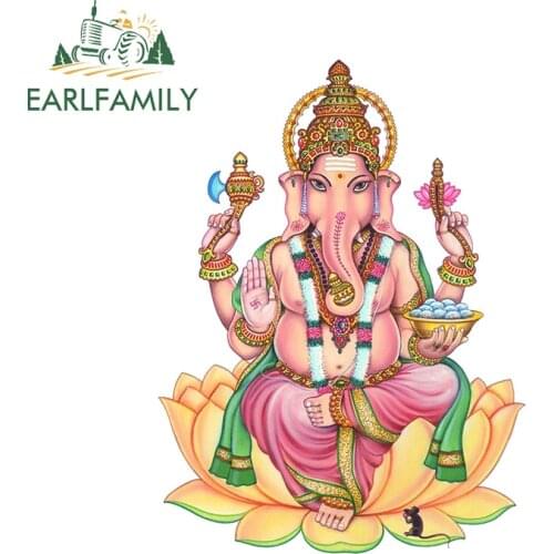EARLFAMILY 13cm x 9.7cm for The Solemn Ganesha of India Car Stickers Waterproof Suitcase Motorcycle Snowboard Decal for Vehicle