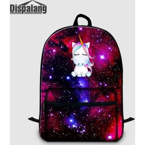 Dispalang Canvas School Bags For Teenager Universe Space Unicorn Laptop Backpack Women Men Bagpack Children Rucksack Backpacking