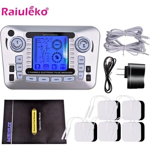Dual-Output Pulse Massager Electrical Muscle Stimulator Tens Acupuncture Machine Electro Therapy Body Massage Device Pain Relief