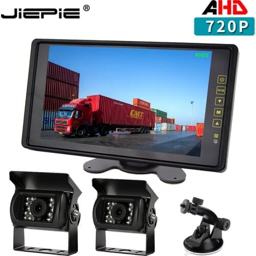 AHD Rear View Camera Kit 9'' 720P Rear View Monitor IPS Screen with IP68 Waterproof AHD Rear View Backup Camera for Truck Bus